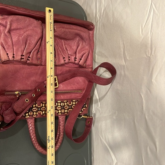 Isabella Fiore Burgundy Tote with Brass Accents - Picture 15 of 16